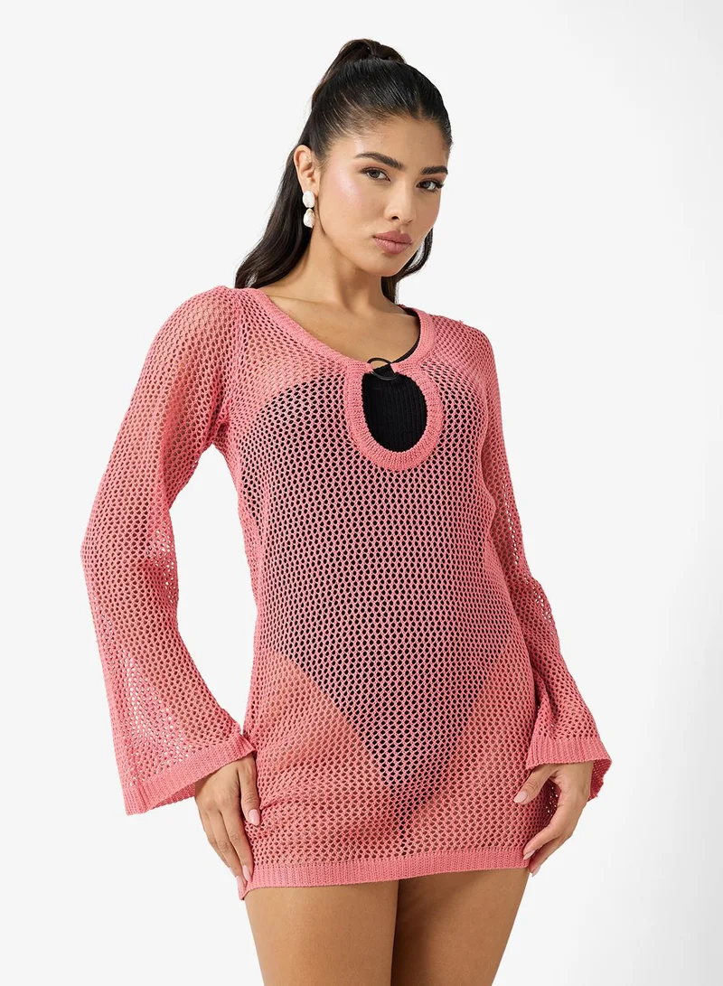 Ginger Ringer Detail Crochet Mini Dress